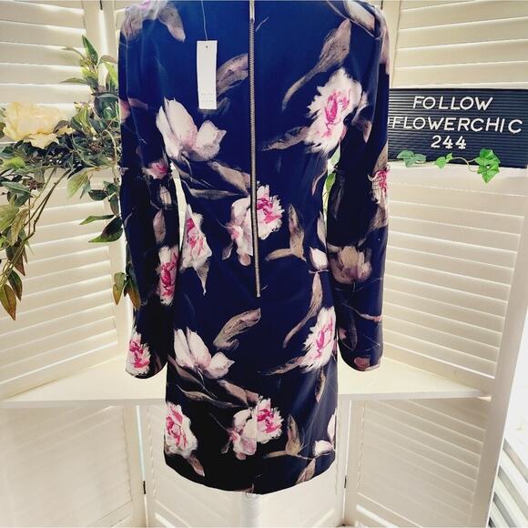 WHITE HOUSE BLACK MARKET BLACK PINK FLORAL NEW DRESS SIZE 0 (SEE MEASUREMENTS) - Picture 7 of 8